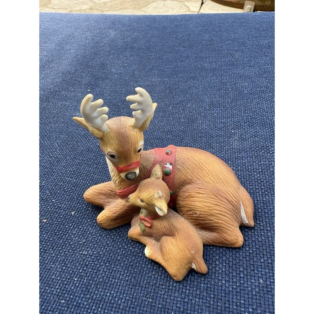 Gorham Reindeer with Fawn Christmas Ornament Vtg 1985 Nature's Families